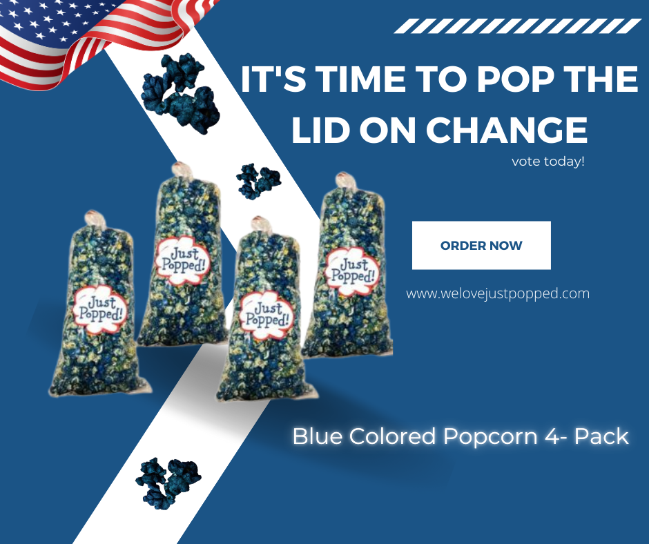 Blue Colored Party Christmas Popcorn 4- Pack (72 Cups Per Case)