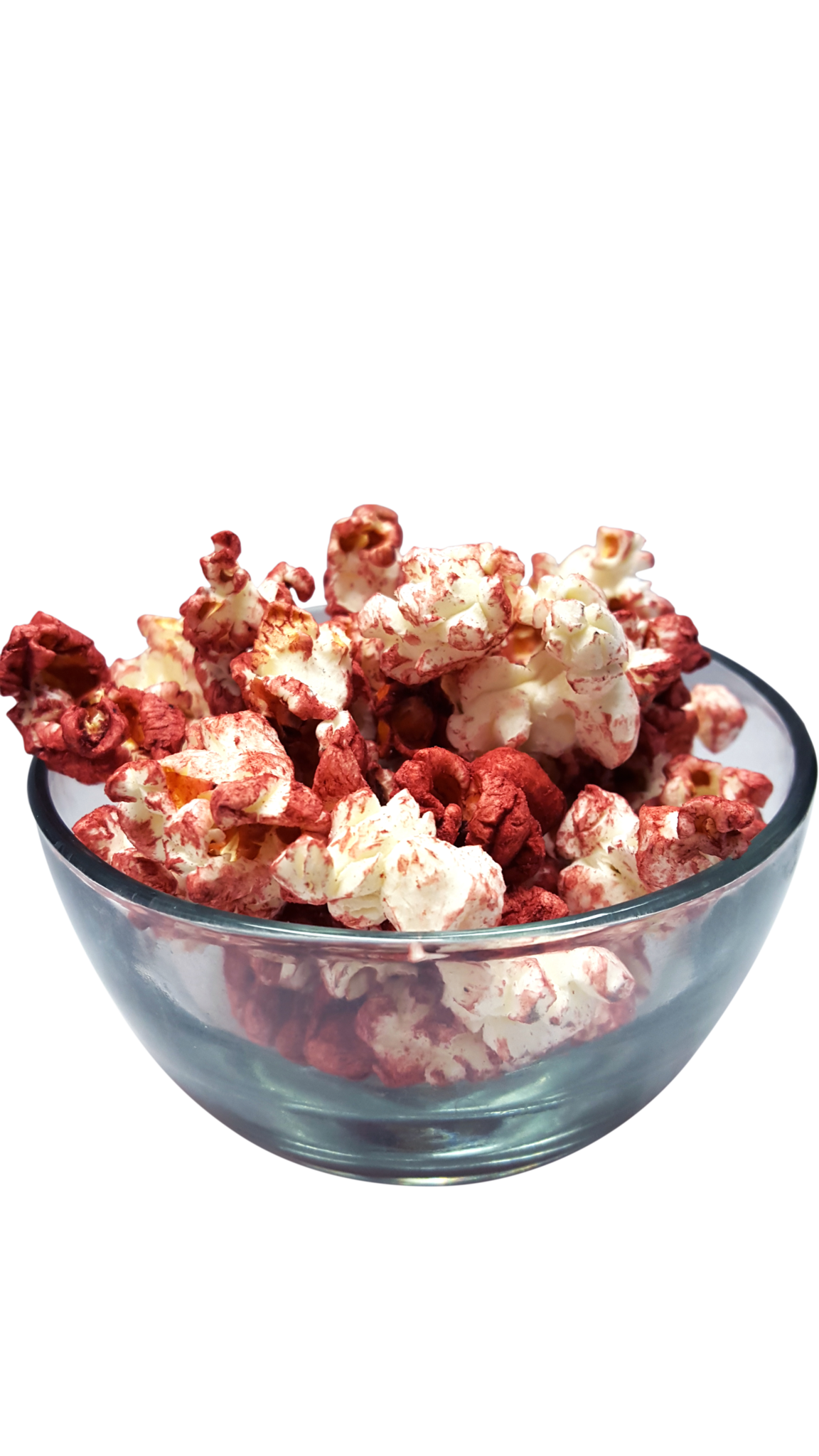 Maroon Popcorn in a bowl