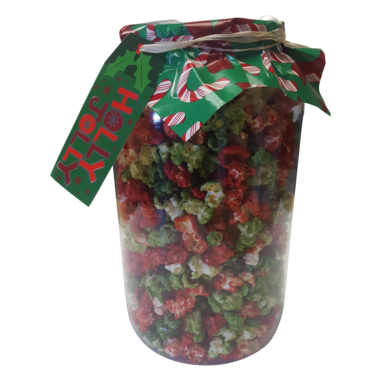 Christmas Colored Green and Red Kettle Corn 1 Gallon Gift Jar
