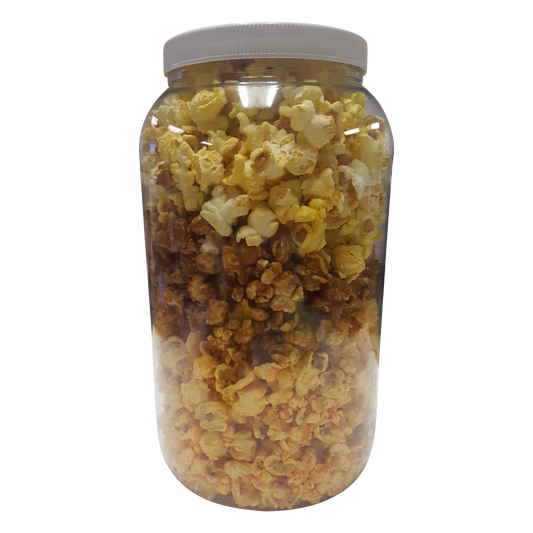 Classic trio Theater Butter, Cheddar Cheese and Caramel Christmas Popcorn 1 Gallon Gift Jar