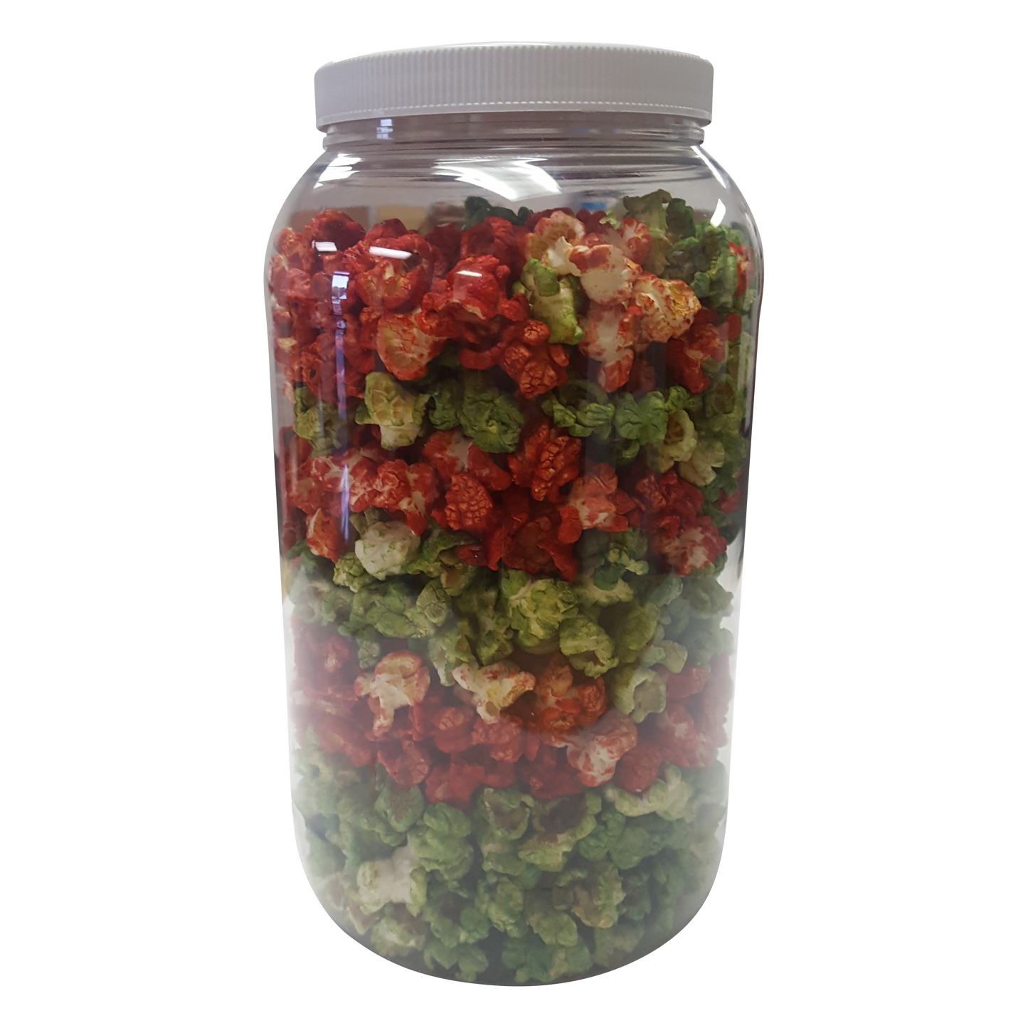 Christmas Colored Green and Red Kettle Corn 1 Gallon Gift Jar