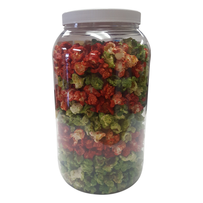Christmas Colored Green and Red Kettle Corn 1 Gallon Gift Jar