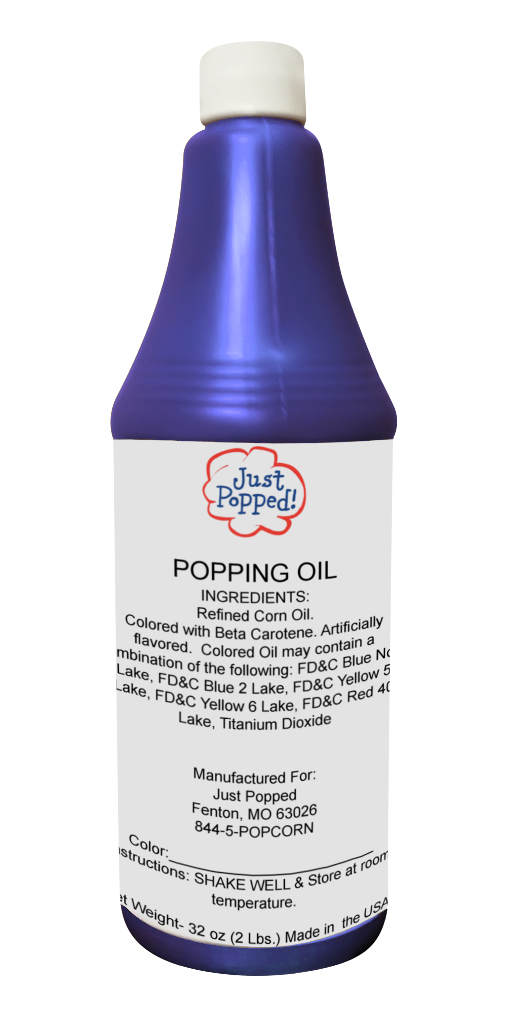 Blue Colored Christmas Popcorn Popping Oil 32 Oz