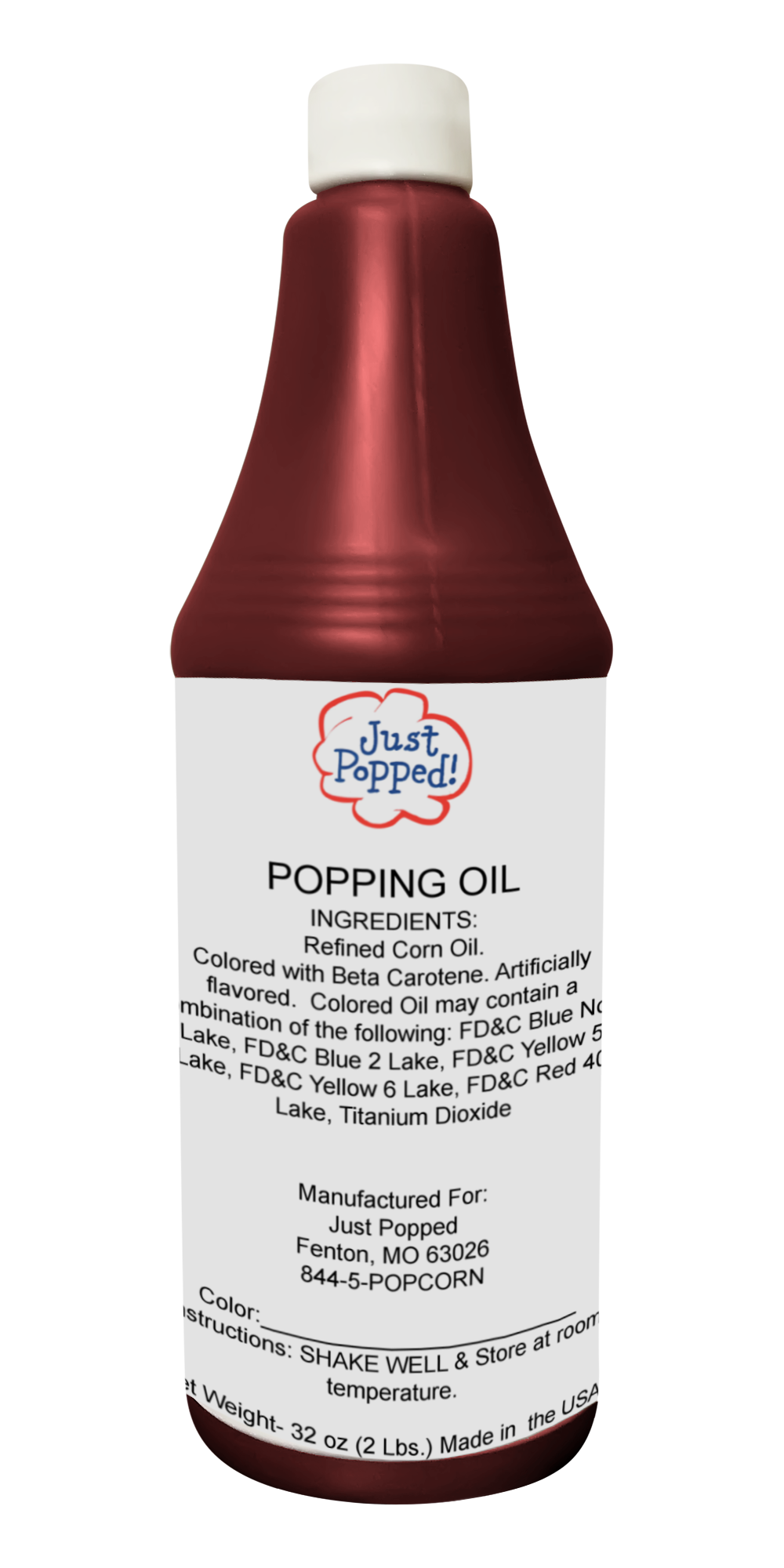 Maroon Christmas Colored Popcorn Popping Oil 32 Oz