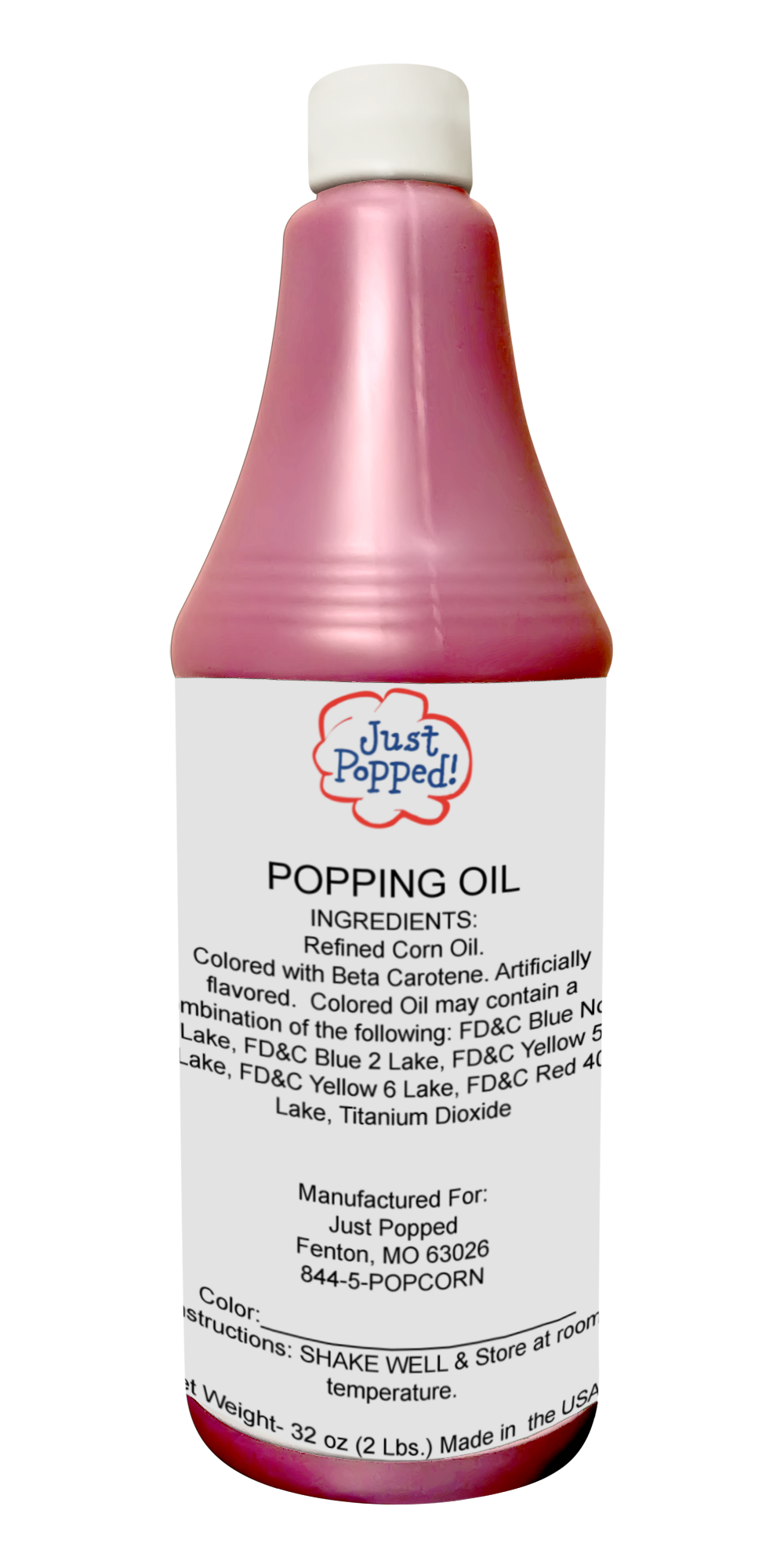 Christmas Pink Colored Popcorn Popping Oil 32 Oz