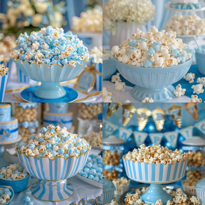 Bulk Baby Blue Baby Boy Baby Shower Colored Christmas Popcorn Bulk Party Bag (175 Cups per Case)