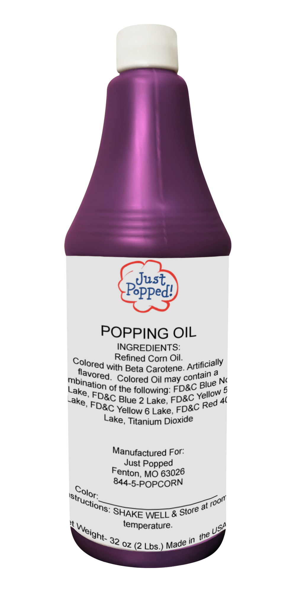 Christmas Purple Colored Popcorn Popping Oil 32 Oz