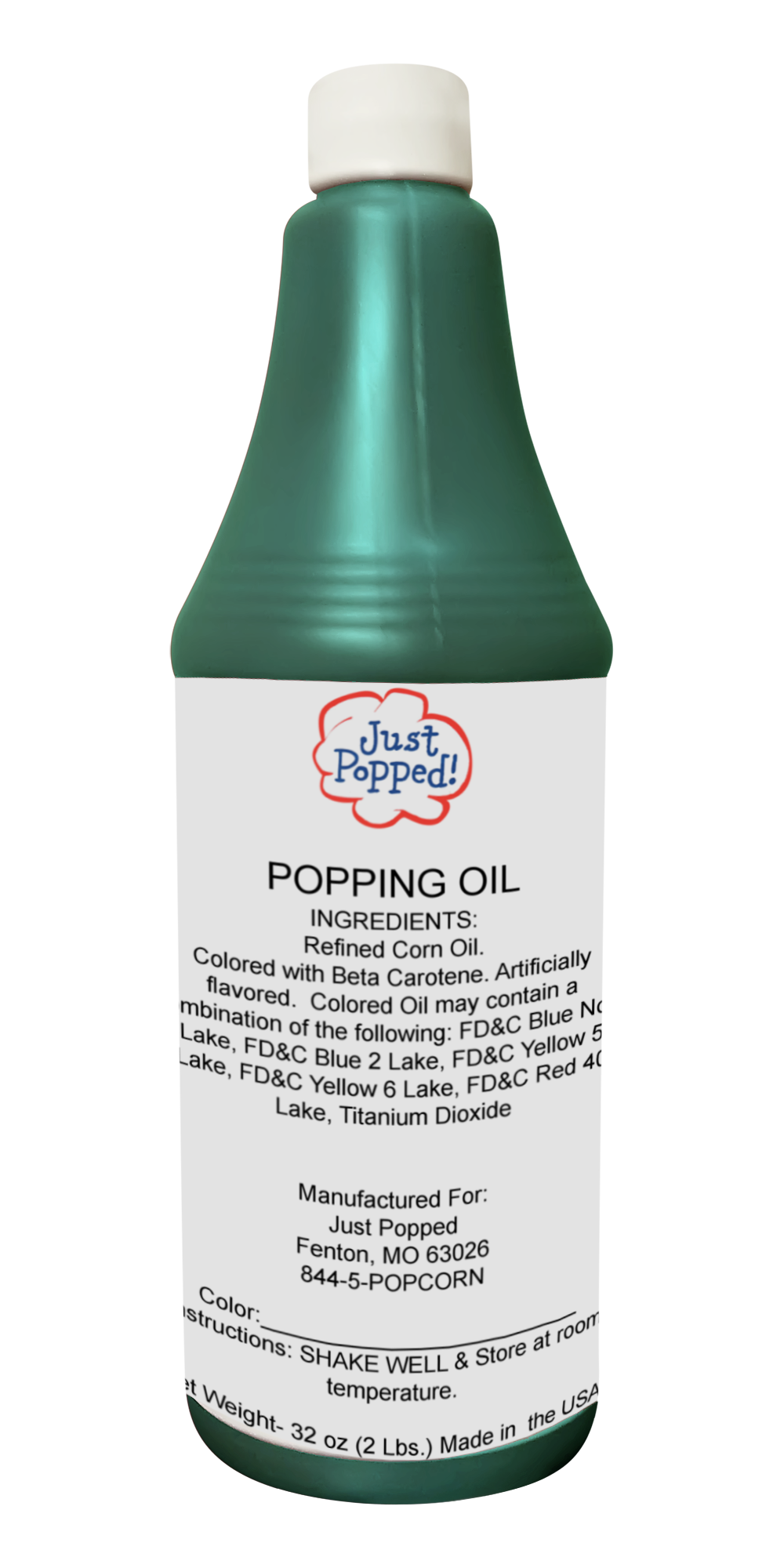 Christmas Turquoise Colored Popcorn Popping Oil 32 Oz